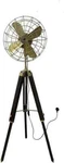 Big Size Solid Wood Tripod Pedestal Brass Antique Electric Fan Industrial Style. Fixed Price $235.17.