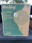 Air King 9012 Wall Mount Fan, Oscillating, 3 Speeds. Fixed Price $55.00.
