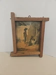 Vintage Jim Daly Tom Sawyer Huckleberry Finn Lithograph Print, Rustic Wood Frame. Fixed Price $23.99.