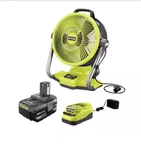 Ryobi 18V Hybrid Whisper Series 12 In. Misting Air Cannon Fan Kit One 4AH Batter. Fixed Price $125.00.