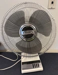 Vtg 80S Retro Panasonic 16" Oscillating 3 Speed Desk Fan F-1609C Gray Blades. Fixed Price $74.99.
