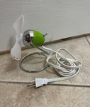 Brookstone My Desk Fan Small Quiet Office Green Chrome Finger Safe Works LR14192. Fixed Price $29.95.