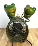 Deco Breeze Tree Frog Fan Green Metal Tabletop Model DBF0168. Fixed Price $29.95.