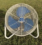Vintage Patton High Velocity Floor Fan White With Blue Blades 3 Speed 14 Inch. Fixed Price $74.99.