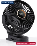 Tunise Mini Clip On Fan, Battery Operated Desk Digital Display 3 Speeds Adj. Fixed Price $19.49.