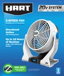 Hart 2-SPEED Portable Desk Fan 20V Battery Directional Airflow HPCF01. Fixed Price $41.99.