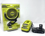 Ryobi PCF02 18-VOLT Cordless 4 In. Clamp Fan Kit With Battery And Charger *new*. Fixed Price $94.29.