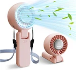 Rechargeable Handheld Fan 5 Speed Led Display Folding Portable Pink. Fixed Price $24.01.