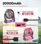Dowilldo 20000MAH Camping Fan Pink, Battery Powered Led Light Portable. Fixed Price $43.99.