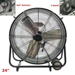 110V Black 24" Air Circulation Heavy Duty Metal Industrial Drum Fan 3 Blades. Fixed Price $336.00.