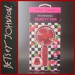 Betsey Johnson Red Rechargeable 3 Speed Portable Travel Beauty Fan Nib. Fixed Price $19.99.