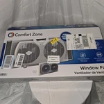 Comfort Zone 9" 3-SPEED Twin Window Fan With Quiet Setting. Fixed Price $39.47.
