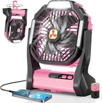 Portable Rechargeable Fan, 20000MAH Cordless Battery Powered Large, Pink. Fixed Price $40.73.