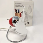 Brookstone My Desk Fan Small Quiet Office Red Chrome Finger Safe Works LR14192. Fixed Price $39.00.