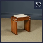 Antique English Art Deco Walnut & Leather Cream Dressing/piano Table Stool C1930. Fixed Price $1148.61.