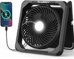 Panergy Solar Fan With Lantern For Camping, Rechargeable 12", Black. Fixed Price $79.99.