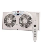 Bionaire 8.5" Twin Window Fan With Reversible Airflow, 3 Speeds, Remote Control. Fixed Price $73.54.