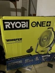 New Ryobi 18V 12 In. Cordless Hybrid Whisper Series Misting Fan Kit. Fixed Price $120.00.
