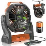 Gvdv Camping Fan With Led Lantern, 20000MAH Portable Battery Operated Outdoor. Fixed Price $32.99.