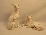 Vintage Art Deco Porcelain Pair Whippet Greyhound Saluki Dog Figurines Statuette. Fixed Price $250.00.