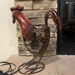Unique Large Rooster Chicken Elect Fan Sculpted Metal Farmhouse Decoration. Fixed Price $49.99.