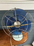 Vtg Westinghouse Blue Cast Metal Cage Plastic Blade Oscillating Fan AD12-1 Works. Fixed Price $70.00.