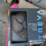 Treva 10" Table/desk Fan, 2-SPEED Battery Or Adapter Powered, Black. Fixed Price $25.00.