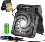 Solar Camping Fan 10400MAH, Powered With Led Lantern, 7W Rechargeable. Fixed Price $33.99.