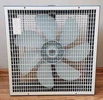 Vtg Exl 20 Box Fan Mcm Model 11065 Bahama Blue 7 Blade Speed Retro Read 4FIX. Fixed Price $99.95.