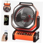 Socool Camping Fan With Light, 20000MAH Rechargeable Battery 8.5INCH Orange. Fixed Price $76.99.