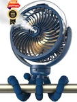 Wavmill Misting Stroller Fan, 6000MAH Battery Operated Small, Dark Blue. Fixed Price $43.98.
