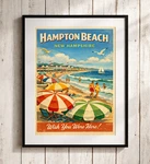 Hampton Beach Nh Poster Vintage Coastal Wall Art Retro Print Decor. Fixed Price $18.01.