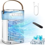 Portable Air Conditioners, 3-1 Mini Evaporative Cooler W/remote, 1.2L Water. Fixed Price $71.99.