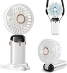 Portable Handheld Fan, 12 Hours, Upgrade 1.37"D X 3.54"W 7.28"H, White. Fixed Price $12.78.